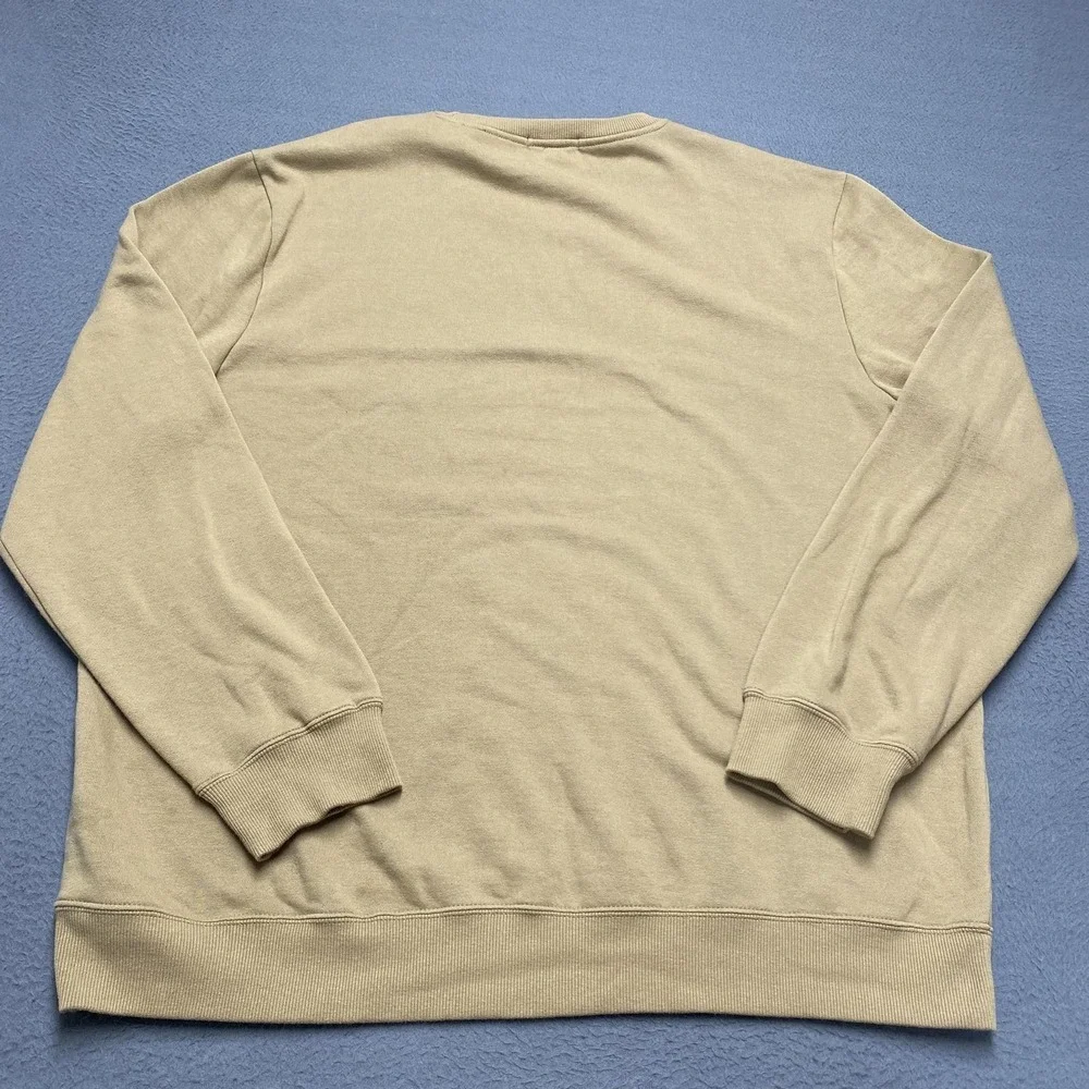 True Religion‎ Sweatshirt Mens 3XL Beige Pullover Fleece Lined Logo Graphic